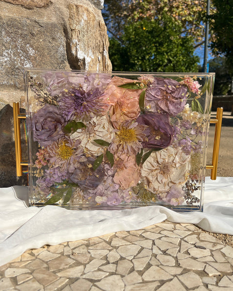 Pressed Flowers in Decorative Tray