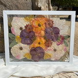 11x14 pressed flower frame featuring preserved wedding flowers, handcrafted by Happihome for elegant home décor and lasting floral keepsakes.