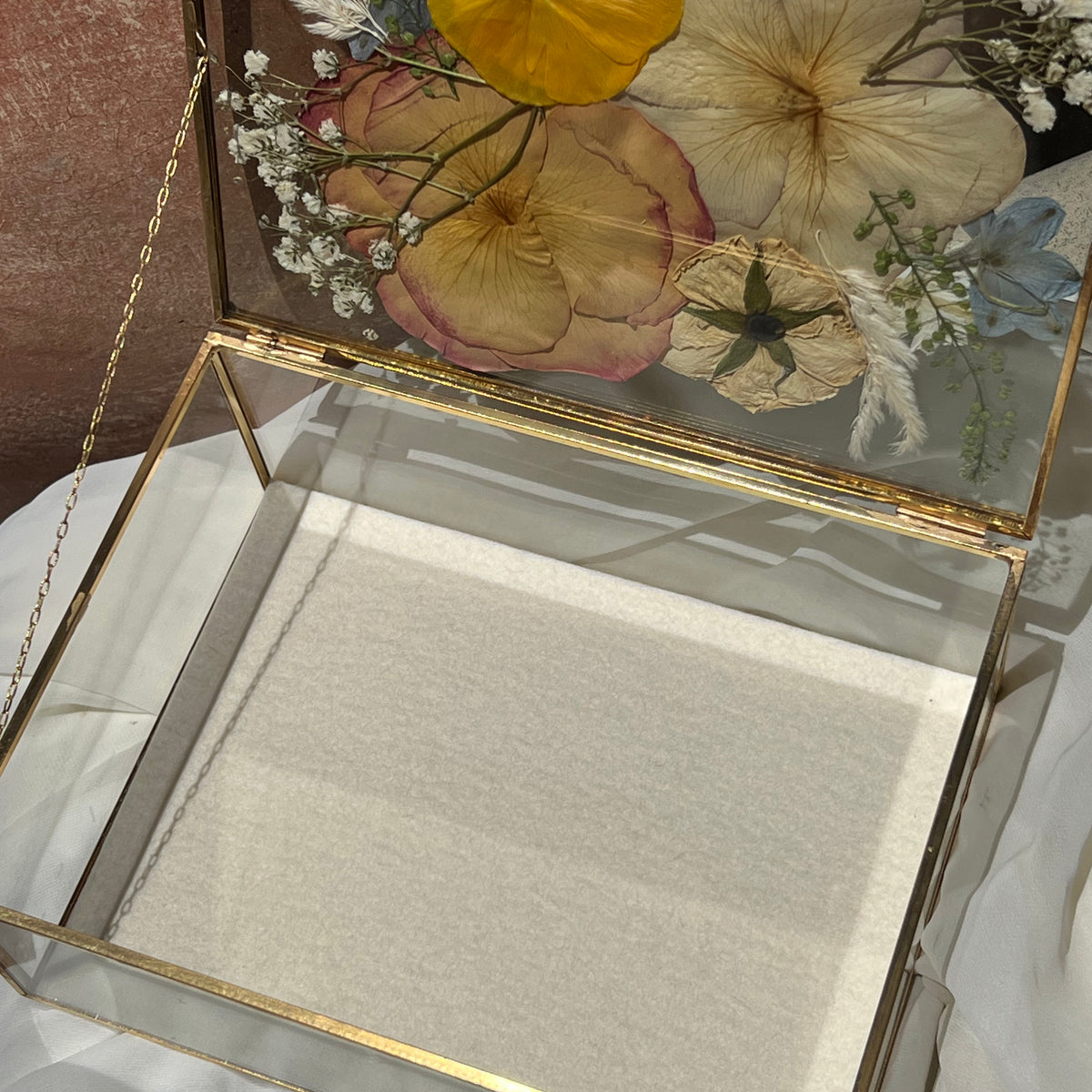 6x8 floral jewelry box with real preserved flowers, beautifully crafted by Happihome.